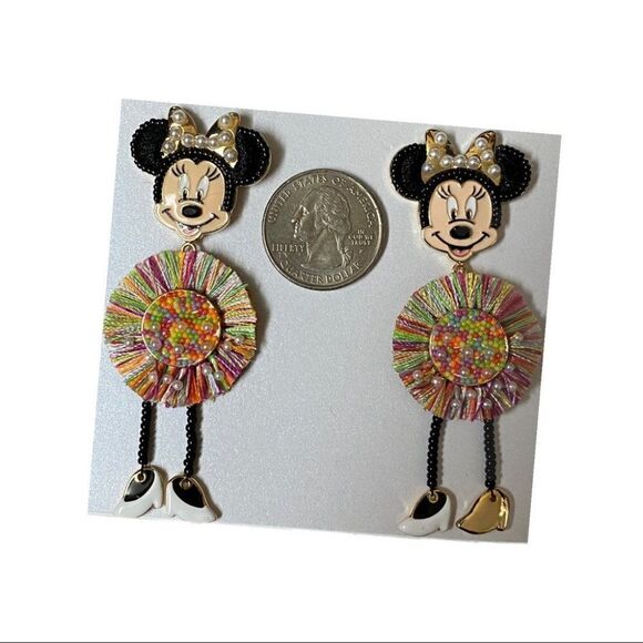 Disney x Baublebar Dangle Earrings Mickey / Minnie Body Fringe Ears Gift Holiday - Picture 11 of 15